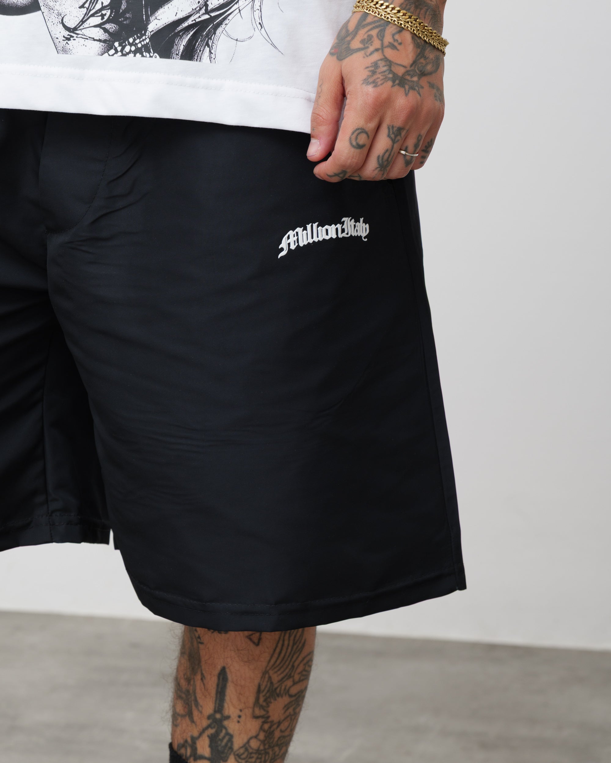 Shorts Tech Nero - Logo Bianco