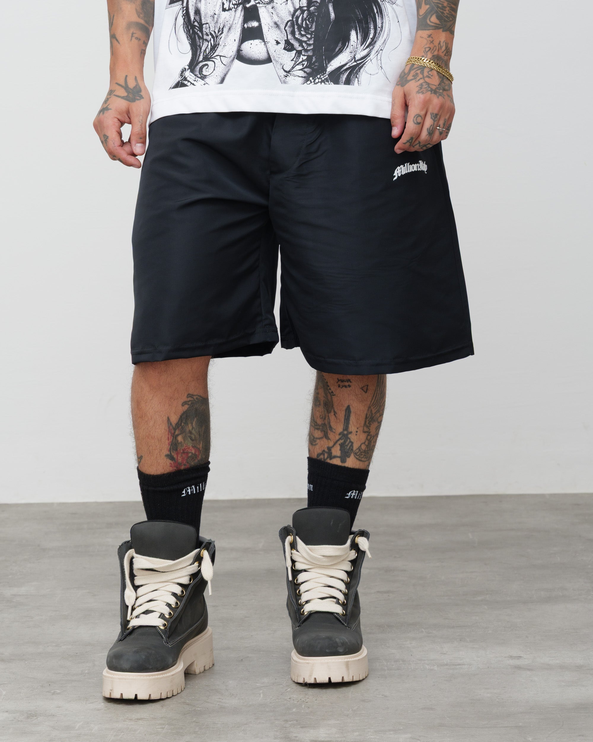 Shorts Tech Nero - Logo Bianco